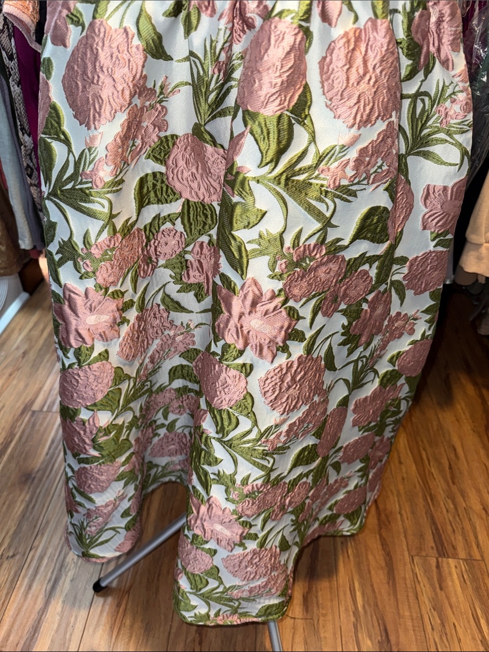 Pink Floral Sundress with Green Leaves - Picture 9 of 12